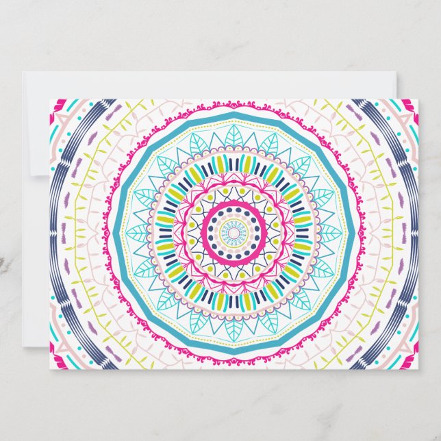 Tarjeta Festiva mandala colorida (Anverso)