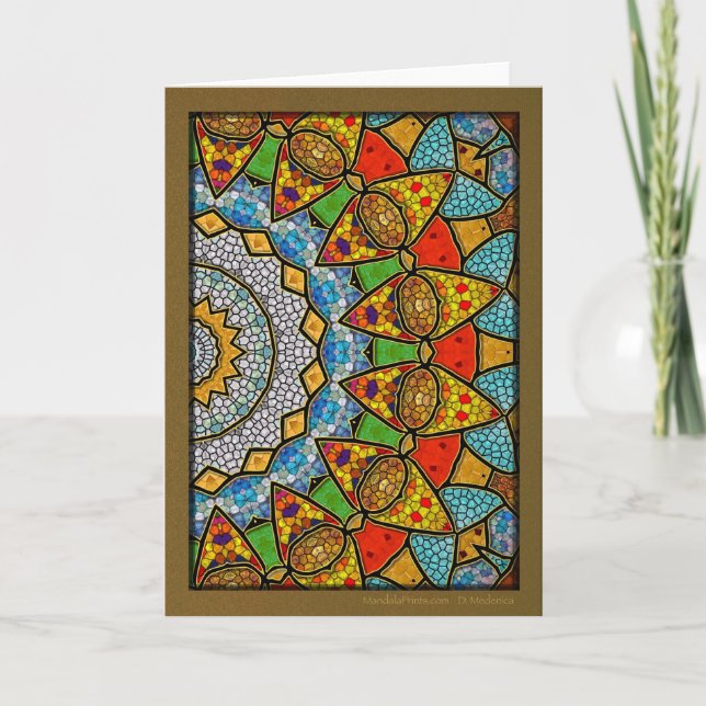 Tarjeta Festiva Mandala de agua digital (Anverso)