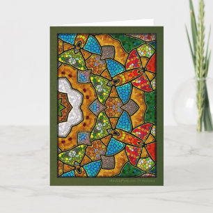 Tarjeta Festiva Mandala de pájaro digital