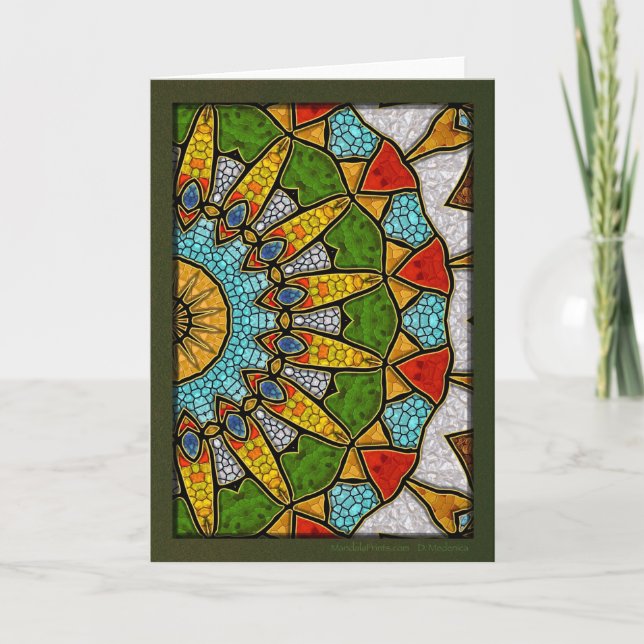 Tarjeta Festiva Mandala de zafiro digital (Anverso)