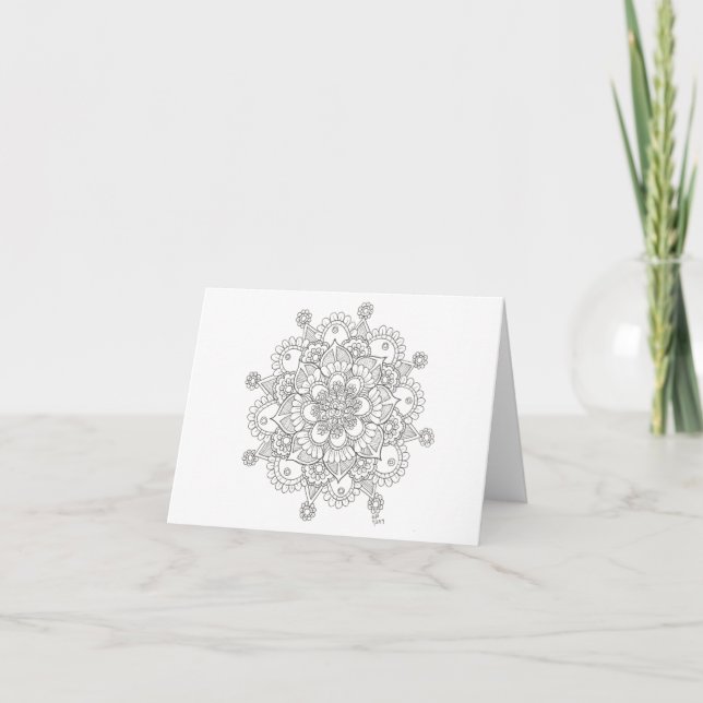 Tarjeta Festiva Mandala Notecard del copo de nieve de la primavera (Anverso)