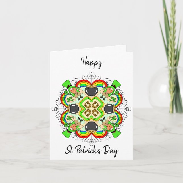 Tarjeta Festiva Mandala personalizada del Día de San Patricio (Anverso)