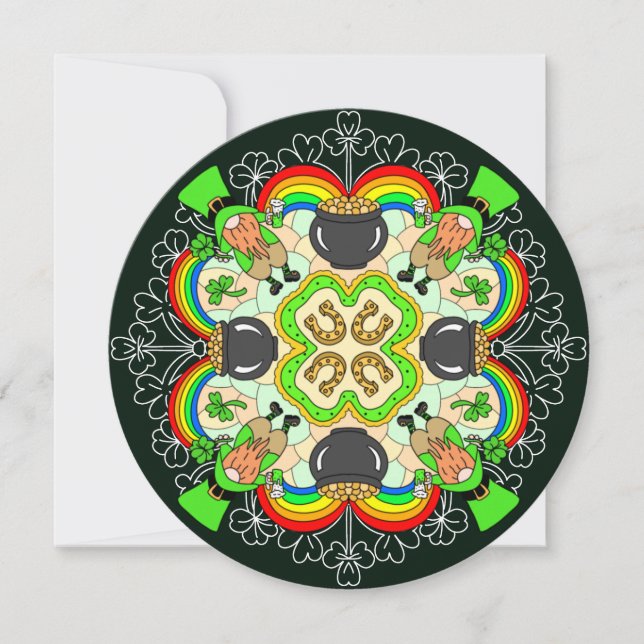 Tarjeta Festiva Mandala personalizada del Día de San Patricio (Anverso)