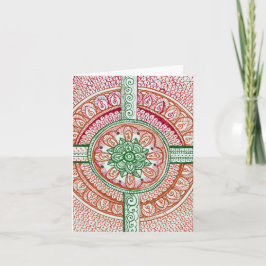 Tarjeta Festiva Mandala tradicional del indio del damasco de los