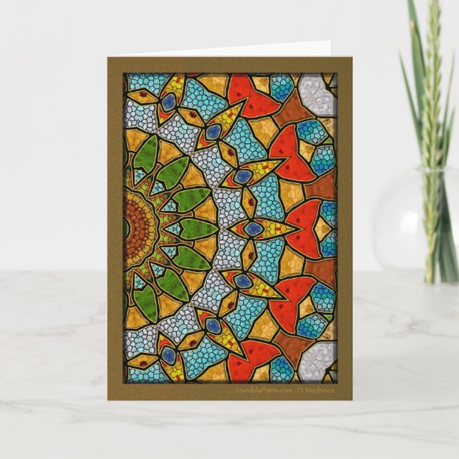 Tarjeta Festiva Mandalas de peces digitales (Anverso)
