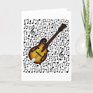 Tarjeta Festiva Mandolin Musical Notes Mandolinista Músico Folclór