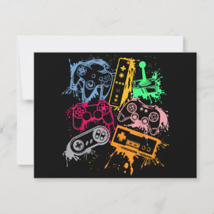 Tarjeta Festiva Mandos de Consolas de Videojuegos Retro 80's 90's 