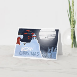 Tarjeta Festiva Mandos de vuelo del muñeco de nieve