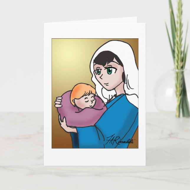 Tarjeta Festiva Manga Madonna Illustrated Christmas Card (Anverso)