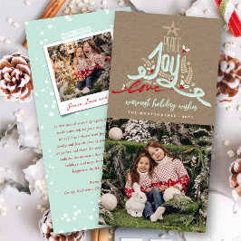 Tarjeta Festiva Mano Azul Dibujada Paz Alegría Amor Kraft Rústico 