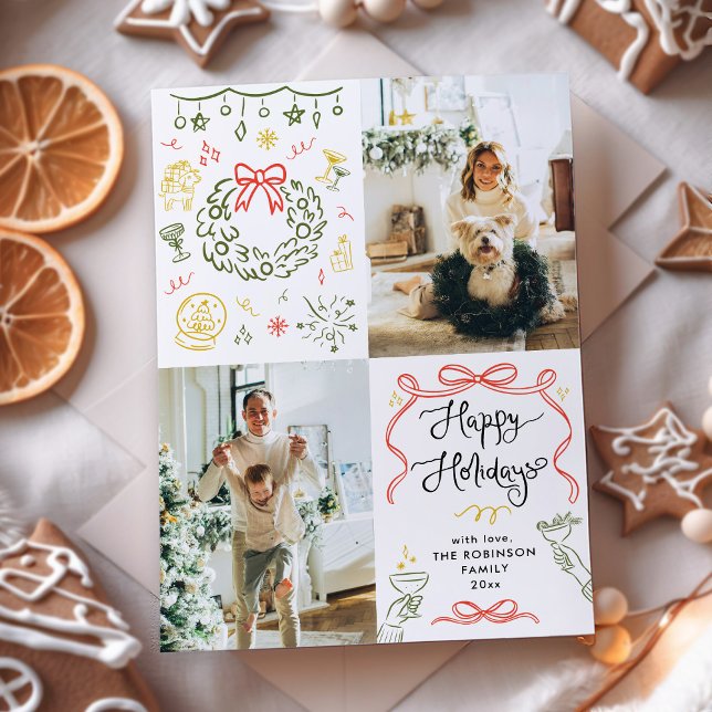 Tarjeta Festiva Mano caprichosa dibuja arcos felices feriados 2 fo (Subido por el creador)