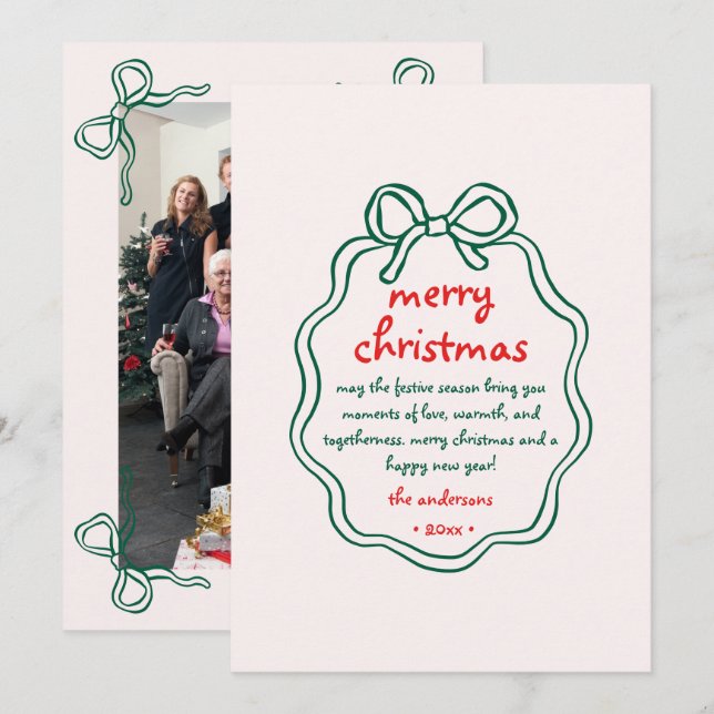 Tarjeta Festiva Mano caprichosa dibuja Navidades de marco de dobla (Anverso / Reverso)