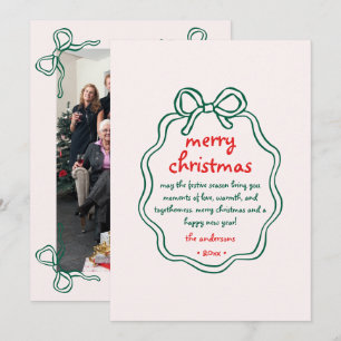Tarjeta Festiva Mano caprichosa dibuja Navidades de marco de dobla