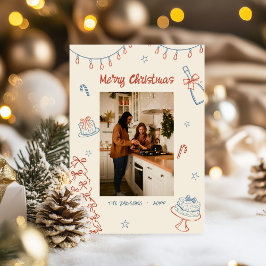 Tarjeta Festiva Mano caprichosa dibuja una foto navideña