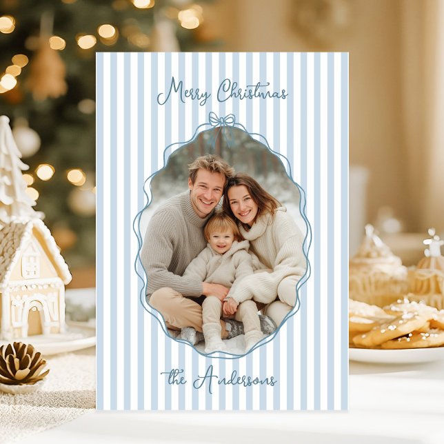 Tarjeta Festiva Mano caprichosa Dibujar el marco franjas azules (Subido por el creador)