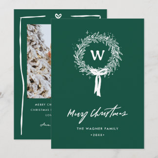 Tarjeta Festiva Mano caprichosa dibujó doodle Wreath Navidades Fot