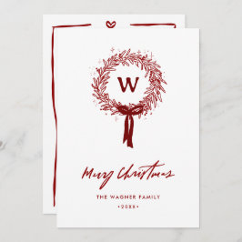 Tarjeta Festiva Mano caprichosa dibujó doodle Wreath Navidades Fot