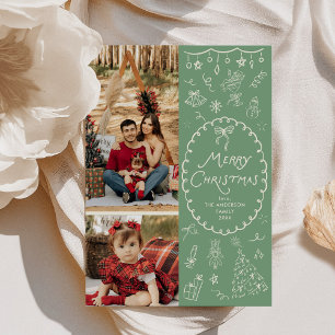 Tarjeta Festiva Mano caprichosa dibujó Iconos Felices Fiestas 2 Fo