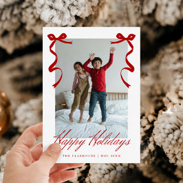 Tarjeta Festiva Mano de festividad roja dibujada con arco capricho