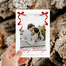 Tarjeta Festiva Mano de festividad roja dibujada con arco capricho