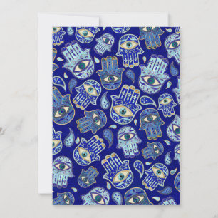 Tarjeta Festiva Mano de Hamsa - Mano del patrón de Fátima Minerale