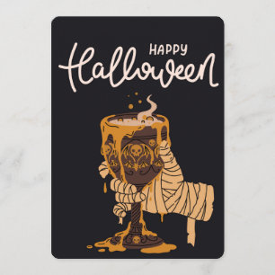 Tarjeta Festiva Mano de Momia Sosteniendo Cáliz de Cráneo Feliz Ha