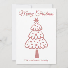 Tarjeta Festiva Mano de oro Rosa caprichosa dibuja árbol de Navida