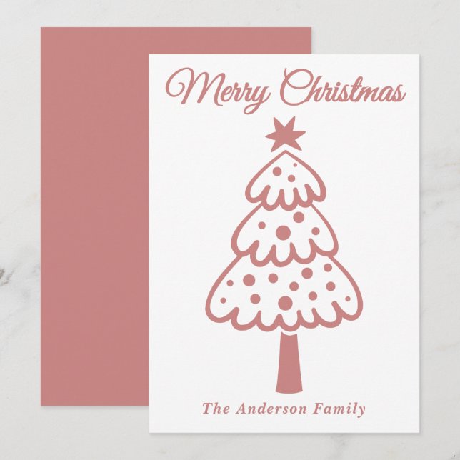 Tarjeta Festiva Mano de oro Rosa caprichosa dibuja árbol de Navida (Anverso / Reverso)