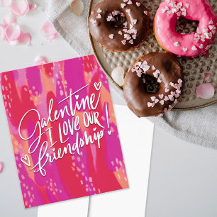 Tarjeta Festiva Mano Dejada Galentine Me Encanta Nuestra Amistad