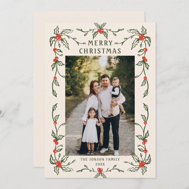 Tarjeta Festiva Mano divertida dibujada por caprichosos Navidades  (Anverso / Reverso)