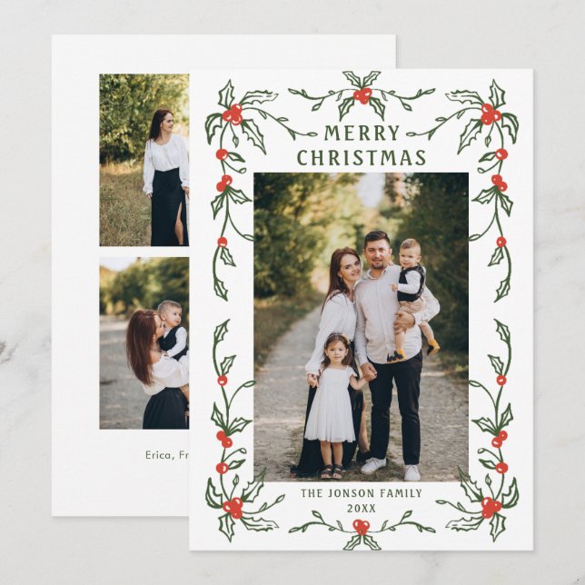 Tarjeta Festiva Mano divertida dibujada por caprichosos Navidades  (Anverso / Reverso)