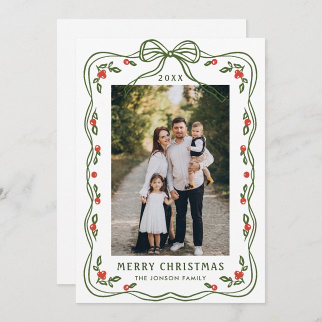 Tarjeta Festiva Mano divertida dibujada por caprichosos Navidades  (Anverso / Reverso)