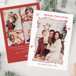 Tarjeta Festiva Mano divertida dibujada por Navidades retro capric