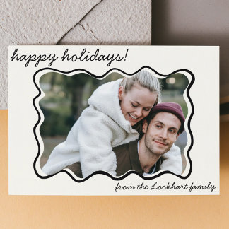 Tarjeta Festiva Mano ondulada dibujada con un borde de doodle capr