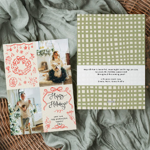 Tarjeta Festiva Mano rápida dibujada hace foto de Boho Merry navid