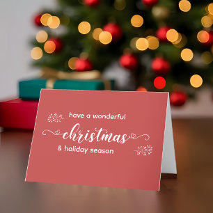 Tarjeta Festiva Mano roja y blanca dibujada con Navidades simples