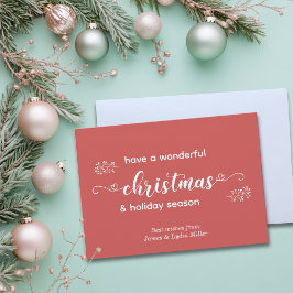 Tarjeta Festiva Mano roja y blanca dibujada con Navidades simples