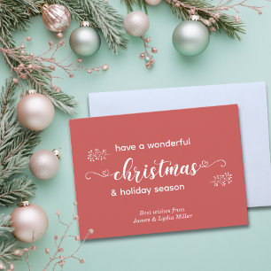 Tarjeta Festiva Mano roja y blanca dibujada con Navidades simples