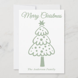 Tarjeta Festiva Mano verde de sabio caprichoso dibujó árbol de Nav