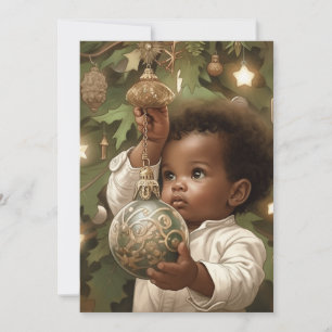 Tarjeta Festiva Manos Pequeñas Alcanzan - Bebé Negro