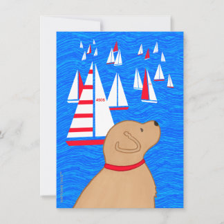 Tarjeta Festiva Manta de perro retriever amarillo día de regata