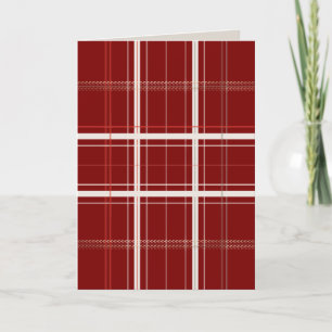 Tarjeta Festiva Manta Roja Navideña de Cuadros Tradicionales Cabin