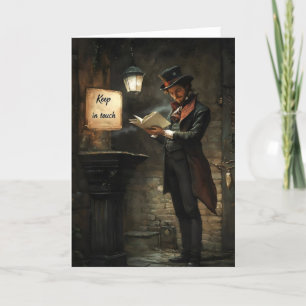 Tarjeta Festiva Mantener en contacto al hombre leyendo la pintura