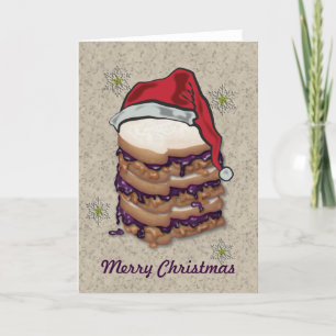 Tarjeta Festiva Mantequilla de maní navideña y sándwiches gelatino