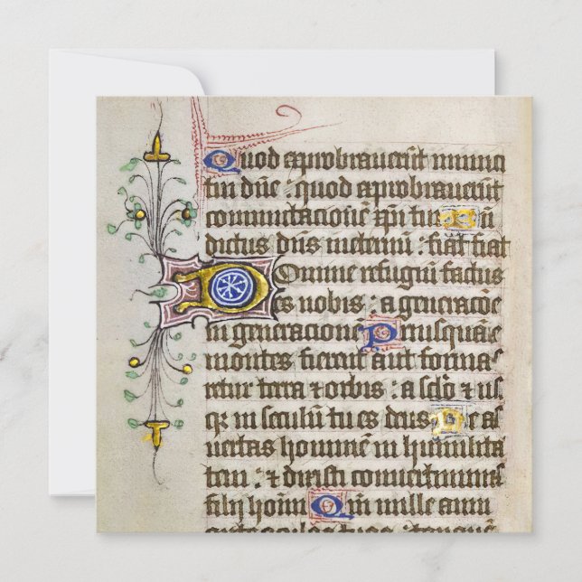 Tarjeta Festiva Manuscrito Iluminado Medieval (Anverso)