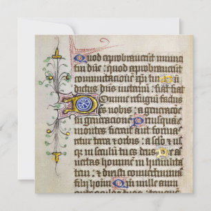Tarjeta Festiva Manuscrito Iluminado Medieval