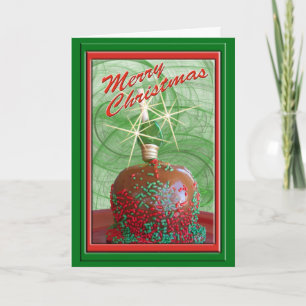 Tarjeta Festiva Manzana caramelizada con sprinkles rojos y verdes