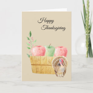 Tarjeta Festiva Manzanas en una cesta y un pavo