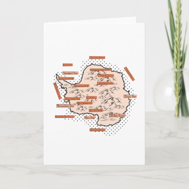 Tarjeta Festiva Mapa Antiguo de Antártida (Anverso)