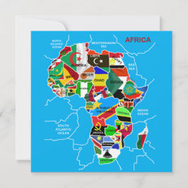 Tarjeta Festiva Mapa de África con banderas